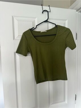 Olivia Rae Olive Ribbed Scoop Crop Top